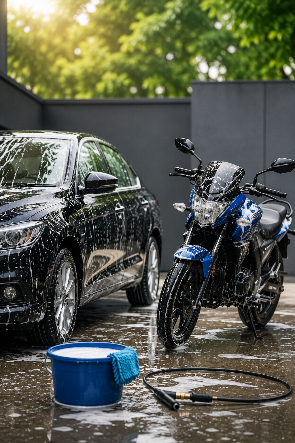 Car and bike washing service in Marthandam
